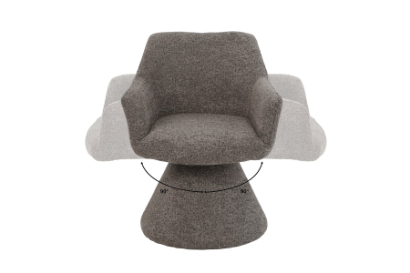 Scaun pivotant AMBIENTO 180° cu revenire automată și cotiere, maro [4]