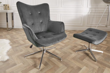 Scaune bucatarie & dining - Scaun pivotant Lounger cu tapițerie din catifea, gri