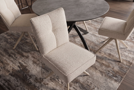 Scaun pivotant LUGANO 360° cu revenire automată, capacitate de încărcare de 150 kg, miez cu arc, țesătură chenilele tweed bej [2]