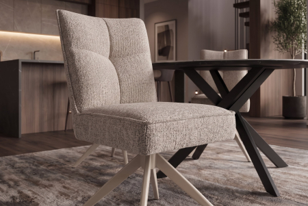 Scaun pivotant LUGANO 360° cu revenire automată, capacitate de încărcare de 150 kg, miez cu arc, țesătură chenilele tweed, culoare taupe-bej [2]