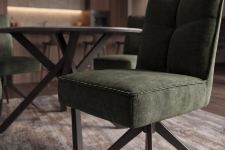 Scaun pivotant LUGANO 360° cu revenire automată, capacitate de încărcare de 150 kg, miez cu arc, velur, verde mușchi, negru [5]