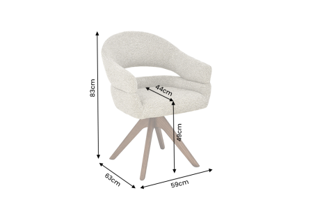Scaun pivotant ORGANIKO 180° cu revenire automată, cu cotiere, țesătură texturată de culoare bej-taupe, cadru din lemn de nuc [10]