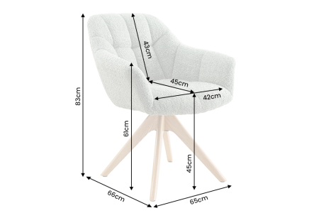 Scaun pivotant PAPILLON 180° cu revenire automată, cu cotiere, cusături decorative, țesătură bouclé verde salvie [8]
