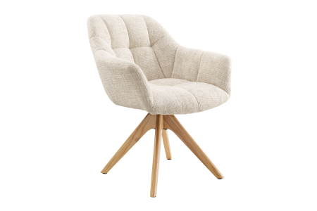 Scaune & fotolii - Scaun pivotant PAPILLON 180° cu revenire automată, cu cotiere, cusături decorative, țesătură chenilele, bej șampanie