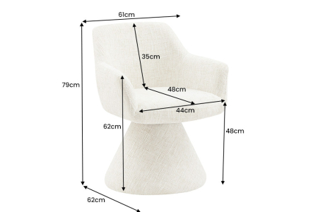 Scaun rotativ AMBIENTO 180°  din chenille bej [3]