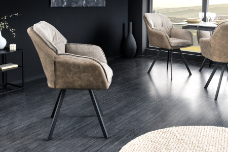 Scaun rotativ LOUNGER 180° din microfibra vintage taupe [4]