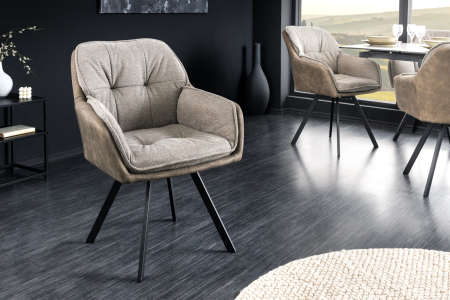 Scaun rotativ LOUNGER 180° din microfibra vintage taupe [3]