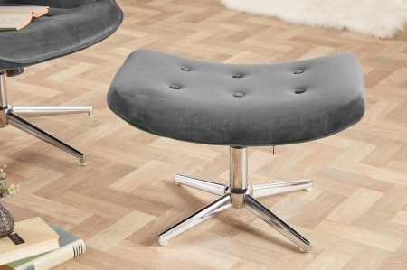 Scaun rotativ LOUNGER din catifea gri, 39 cm [4]