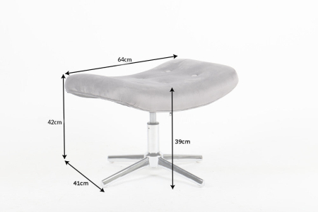 Scaun rotativ LOUNGER din catifea gri, 39 cm [7]