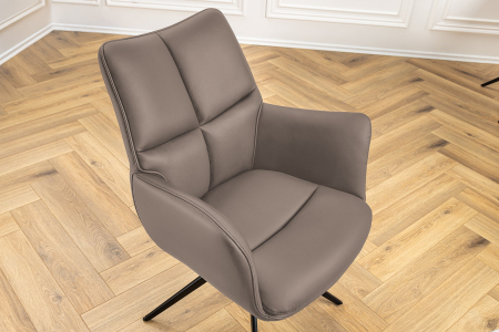 Scaun rotativ PAPILLON 360° din piele maro [1]