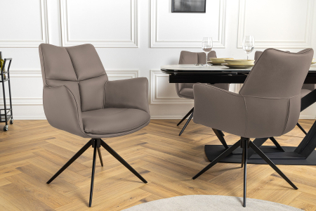 Scaun rotativ PAPILLON 360° din piele maro [4]