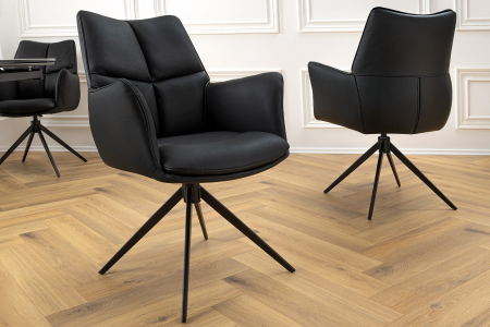 Scaun rotativ PAPILLON 360° din piele neagra [2]