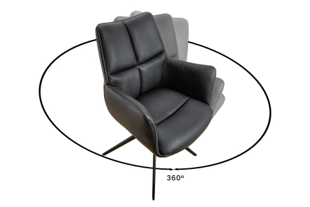 Scaun rotativ PAPILLON 360° din piele neagra [7]