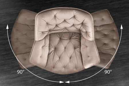 Scaun rotativ THE DUTCH RETRO din catifea grej [6]