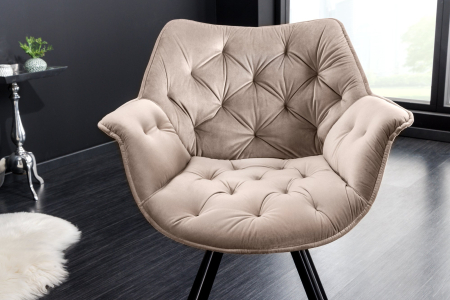 Scaun rotativ THE DUTCH RETRO din catifea grej [3]