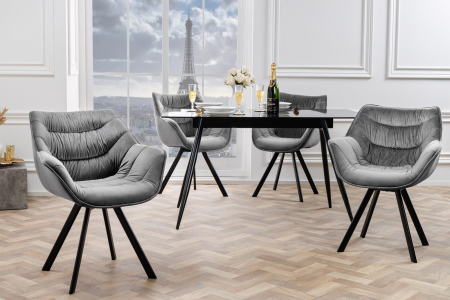 Scaun rotativ THE DUTCH RETRO din catifea gri  [2]