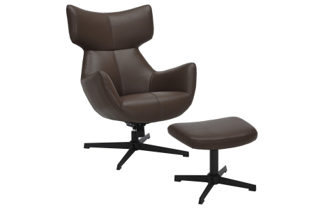 Scaun rotativ VOGUE 360° din piele artificiala maro [4]