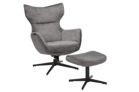 Scaun rotativ VOGUE din catifea gri, 45 cm [3]