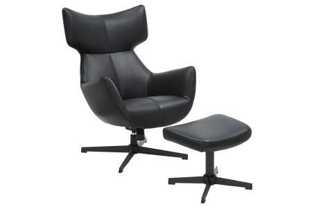 Scaun rotativ VOGUE din piele artificiala negru, 45 cm [4]