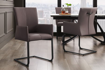 Scaun SAMSON din piele taupe [1]