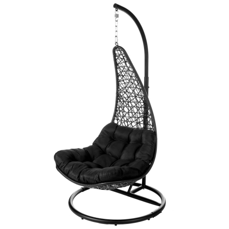 Mobilier Gradina - Scaun suspendat de exterior, cu stâlp Dido din rattan negru 104 x 104 x 192 cm