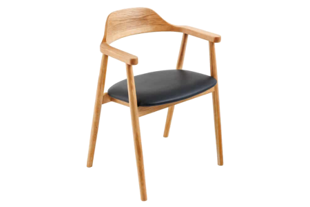 Scaune - Scaun VALHALLA WOOD cu cotiere, spătar curbat, lemn de stejar natural, material sintetic negru