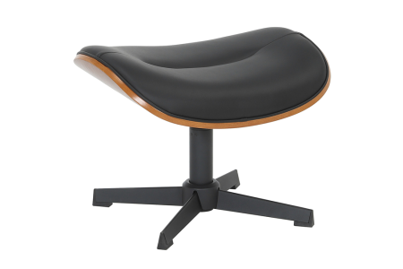 Scaune - Scaun VOGUE 50 cm, rotativ la 360°, finisaj furnir de nuc, piele artificială neagră