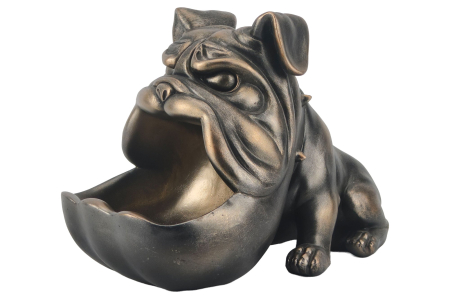 Decorațiuni - Sculptură decorativă BULLDOG 30 cm din bronz cu compartiment de depozitare