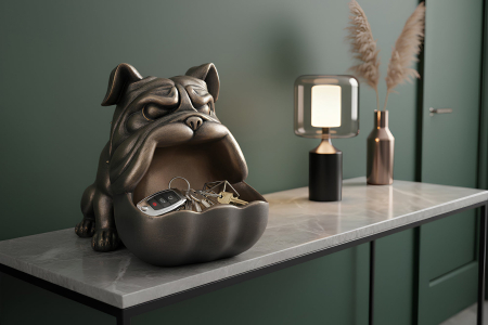 Sculptură decorativă BULLDOG 30 cm din bronz cu compartiment de depozitare [2]