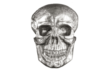 Decorațiuni - Sculptură decorativă de perete SKULL 40 cm aluminiu argintiu