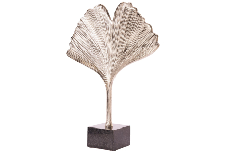 Decorațiuni - Sculptură Deration FRUNZĂ DE GINKGO 44 cm argint