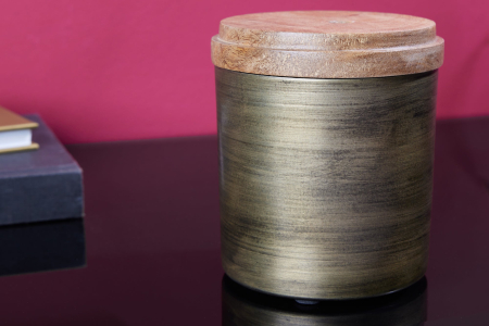 Sculptură din tablă PANTHER 20 cm fier auriu lemn de mango natural [8]