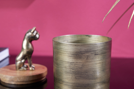 Sculptură din tablă PANTHER 20 cm fier auriu lemn de mango natural [6]