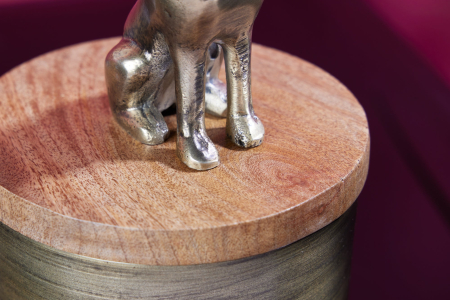 Sculptură din tablă PANTHER 20 cm fier auriu lemn de mango natural [7]