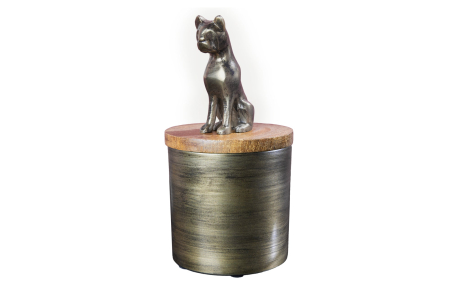 Decorațiuni - Sculptură din tablă PANTHER 20 cm fier auriu lemn de mango natural