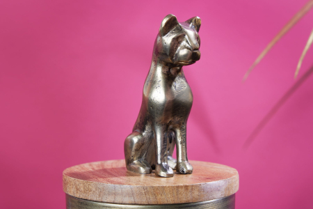 Sculptură din tablă PANTHER 20 cm fier auriu lemn de mango natural [5]