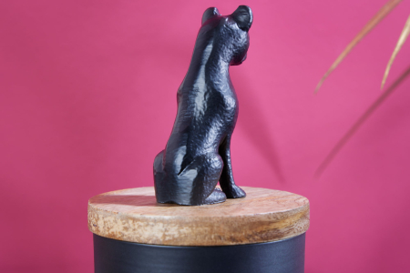 Sculptură din tablă PANTHER 20 cm fier negru lemn de mango natural [5]
