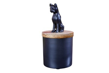 Decorațiuni - Sculptură din tablă PANTHER 20 cm fier negru lemn de mango natural