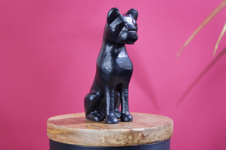 Sculptură din tablă PANTHER 20 cm fier negru lemn de mango natural [4]
