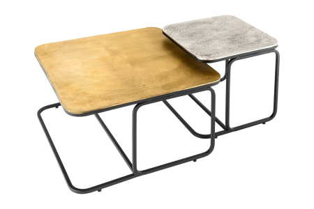 Living - Set 2 masute de cafea ABSTRACT auriu si argintiu, 60 cm