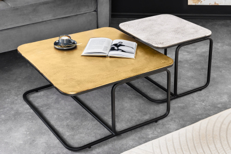 Set 2 masute de cafea ABSTRACT auriu si argintiu, 60 cm [2]