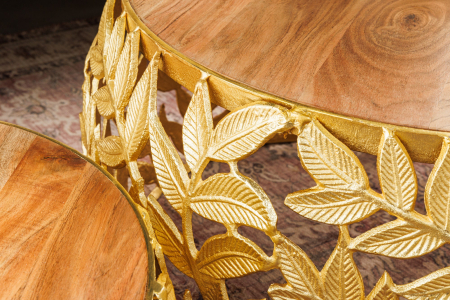 Set 2 masute de cafea ABSTRACT LEAF cu blat din lemn de salcam, 54-68 cm [6]