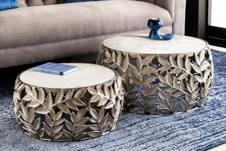 Set 2 masute de cafea ABSTRACT LEAF cu blat din marmura, 54-68 cm [1]