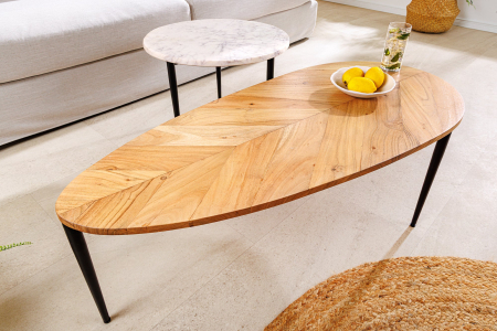 Set 2 masute de cafea ADLON din lemn natural de salcam si marmura [3]