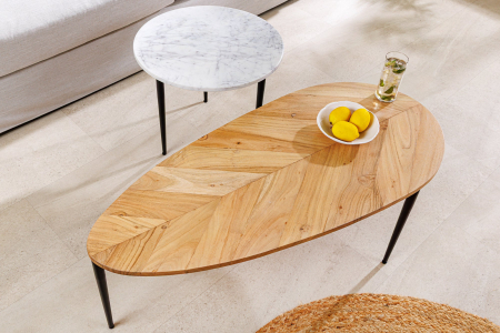 Set 2 masute de cafea ADLON din lemn natural de salcam si marmura [4]