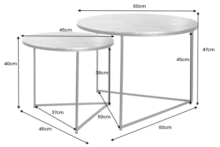 Set 2 masute de cafea ELEMENTS cu aspect de crocodil, 60 cm [6]