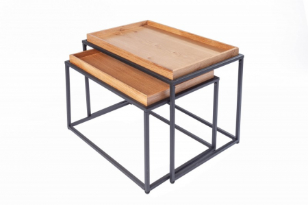 Masute de cafea - Set 2 măsuțe de cafea Elements cu blat din MDF și cadru metalic