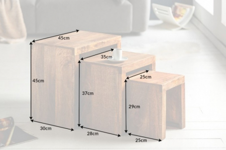 Set 3 măsuțe de cafea Makassar din lemn masiv de mango [5]