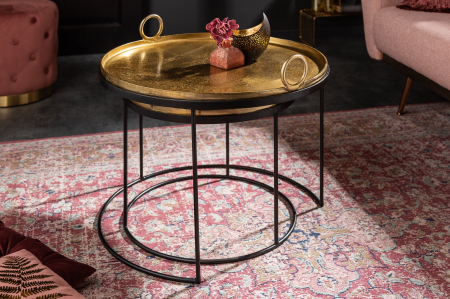 Set 2 masute de cafea ELEMENTS ORIENTALcu tava detasabila, 46-62 cm [2]