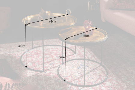 Set 2 masute de cafea ELEMENTS ORIENTALcu tava detasabila, 46-62 cm [9]